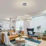3-Ring Crystal Chandelier, Dimmable Pendant Light with Remote, Adjustable Height Ceiling Light for Living Room, Dining Room