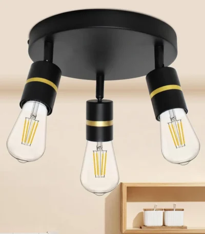Hot Sale 3-Light Minimalist Wall Lamps Black and Gold LED Track Lighting Ceiling Light for Home Restaurant