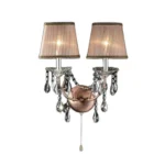 HMS Dual Light Hanging Wall Sconce Silver and Pink Faux Crystal Wall Lamps