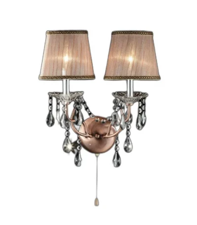 HMS Dual Light Hanging Wall Sconce Silver and Pink Faux Crystal Wall Lamps