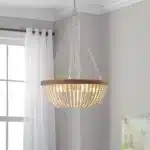 22" Bohemian Wood Beaded Pendant Chandelier, Elegant Light Fixture,Stylish Ceiling Light (Bulb Not Included)