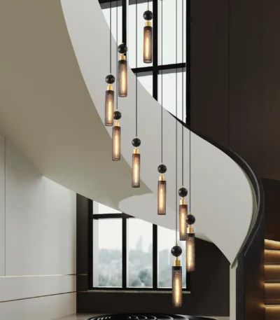 US Stock Free Shipping 23.6 Inch 9-Light E26 Pendant Chandelier Hanging Ceiling Light for Dining Living Room and Stairwell