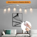 LED Ceiling Light Fixture Glass Lampshade E12 Base Adjustable 6-Light Track Lighting Kit Modern Kitchen Spotlight – base