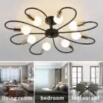 8-Light Semi Flush Ceiling Light, Modern Sputnik Chandelier, Industrial Vintage Metal Pendant Lamp for Kitchen Dining