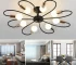 8-Light Semi Flush Ceiling Light, Modern Sputnik Chandelier, Industrial Vintage Metal Pendant Lamp for Kitchen Dining