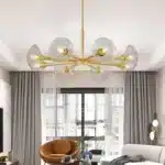 US Stock Free Shipping Modern 8-Light Gold Chandelier Glass Shade Hanging Pendant Ceiling Light for Living Room Entryway