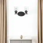 HMS Modern Two-Light Bronze Wall Sconce LED Warm White Clear Glass Shade for Indoor Hotel Use Custom Packing Metal Wall Lamps