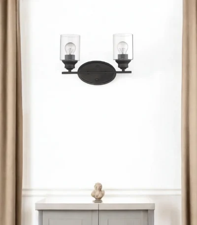 HMS Modern Two-Light Bronze Wall Sconce LED Warm White Clear Glass Shade for Indoor Hotel Use Custom Packing Metal Wall Lamps