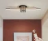 3-Light Semi Flush Mount Ceiling Light,Industrial Geometric Linear Black Light for Living Room with Remote Control (80cm)