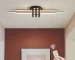 3-Light Semi Flush Mount Ceiling Light,Industrial Geometric Linear Black Light for Living Room with Remote Control (80cm)