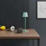 Cordless USB rechargeable table lamp with touch switch on a patio table