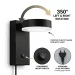 Nordic LED Indoor Wall Lamp 350 Degree Rotation Wall Sconce 5W With 150CM line Wall Light with Switch for Bedroom Study