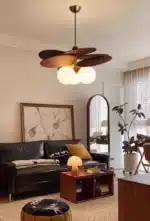 Wicker Chandelier Glass Ball Pendant Lamp E14 Bulb Ceiling Light Nordic Suspension – top view