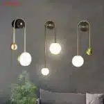 ASANZUO Glass Ball Lampshade Wall Lamp Gold Home Decor Living Room Bedroom Wall sconce Glass Lighting Luminaire