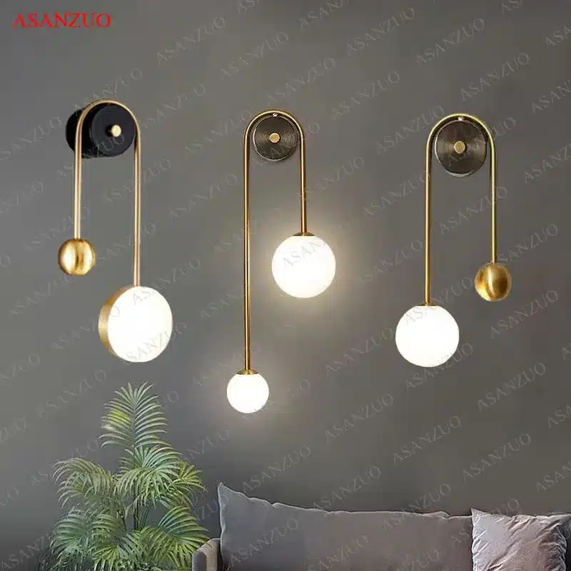 ASANZUO Glass Ball Lampshade Wall Lamp Gold Home Decor Living Room Bedroom Wall sconce Glass ASANZUO Glass Ball Lampshade Wall Lamp Gold Home Decor Living Room Bedroom Wall sconce Glass Lighting Luminaire
