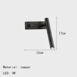 Minimalist Copper Wall Lamp With Rotatable Switch Wall Light Living Room Bedroom Eye Reading Lamp – in a cozy room setting