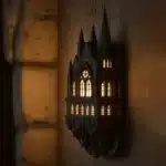 Castle wall lamp illuminating a cozy bedroom corner with warm light