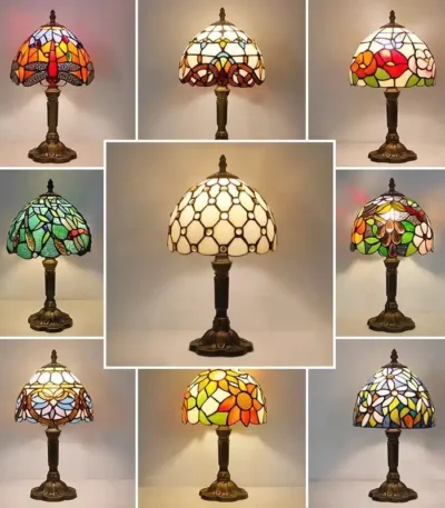 Vintage ClassicaTable Lamp Vintage Classic Bedside Lamps Handmade Color Glass Decor Table Lamp Bar Coffee Shop Ambient Light