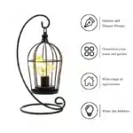 Vintage table lamp with hanging lantern and candlestick design, metal hollow lanterns for warm ambient lighting