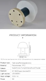 Nordic retro mushroom table lamp with warm LED glow on a bedside table