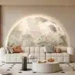 Moon wall lamp 3D sandstone semi-circle wall art for bedroom headboard