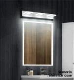Modern LED mirror light illuminating a stylish bathroom vanity