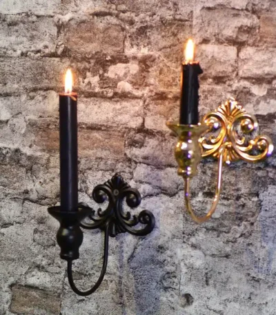PEANDIM Wall Hanging Candlestick Wall Lamp Scented Candle Decoration Gold Black Candle Holder Home Bar Outdoor Candle Lantern