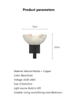 Marble living room Wall Lamp Wabi-Sabi Style Modern Luxury Bedroom Headboard Wall Lamp Creative Passage corridor wall