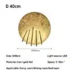 Italian Catellani&Smith Luna W foyer hallway living room bedroom circular gold foil wall lamp