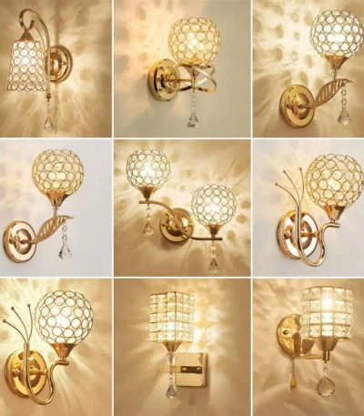 E14 Crystal Wall Lamp Modern Creative Bedside Wall Lights Sconce Wall Lighting Luminaire Home Living Room Bedroom Bathroom