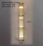 Chinese style minimalist creative glass crystal wall lamp for living room/bedroom/hallway/hotel lobby lighting – angled view