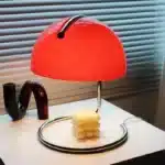 Modern table lamp with mushroom shade in a cozy bedroom