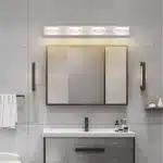 Round LED wall lamp with acrylic shade in a modern living room