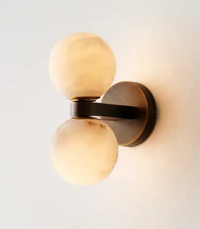 Modern Double Ball Marble Villa Attic Wall Lamp Copper TV wall in the living room lighting Bedroom corridor light