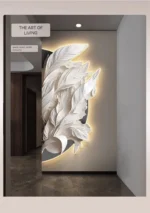 Family Entrance Feather Mural Lamp Modern Creative Living Room Background Wall Decoration LED Corridor Lighting Wall Lamp