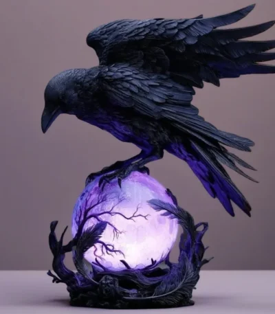 Gothic Raven Moonlight Black Crow Table Lamp Glowing Night Light For Party Centerpiece Home Decor Gift For Her