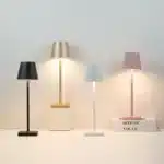 Cordless USB rechargeable table lamp with touch switch on a patio table