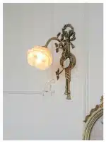 Vintage All Copper Wall Lamp Classical Luxury Flower Lamp Bedside Lamp Aisle Lamp LED Glass Lights Room Decor Lighting