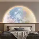 Moon wall lamp 3D sandstone semi-circle wall art for bedroom headboard