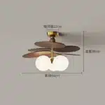 Wicker Chandelier Glass Ball Pendant Lamp E14 Bulb Ceiling Light Nordic Suspension – side view