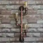 3 Light Craftman Water Pipe Wall Sconce Industrial Vintage Lighting Wall Light in Antique Bronze Finish Wall Lamp – side view