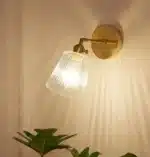 Modern Glass Wall Lamp Nordic Copper Transparent Lampshade Retro Bedroom Living Room Study wall decor – in a cozy room