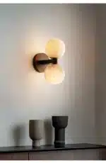 Modern Double Ball Marble Villa Attic Wall Lamp Copper TV wall in the living room lighting Bedroom corridor light