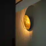 Italian Catellani&Smith Luna W foyer hallway living room bedroom circular gold foil wall lamp