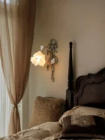 Vintage All Copper Wall Lamp Classical Luxury Flower Lamp Bedside Lamp Aisle Lamp LED Glass Lights Room Decor Lighting