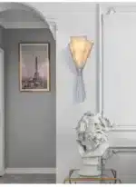 Modern Luxury Marble Wall Lamp Flower Shape Sconce Lamp Stainless Steel LED Wall Light For Bedroom Living Room Hotel Decor