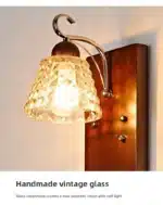 Japanese Style Vintage LED Solid Wood Wall Light with Switch for Dining Room Hotel Aisle Minimalist Retro Atmosphere Wall