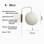 Japanese Style Silk Living Room Wall Lamp Modern and Simple Wire Controlled Switch Homestay Bedroom Bedside Wall Lamp – side
