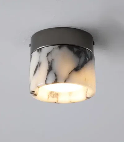 Retro Round Shape Natural Stone Art Decoration Wall Lamp Ceiling Light Decor Led Sconce Cream Nordic Home-appliance