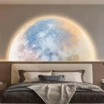 Moon wall lamp 3D sandstone semi-circle wall art for bedroom headboard